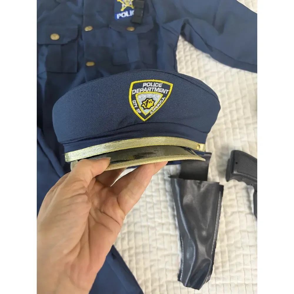 Dress Up America Police Officer Costume Kids 4T Shirt Pants Hat Belt Gun Holster